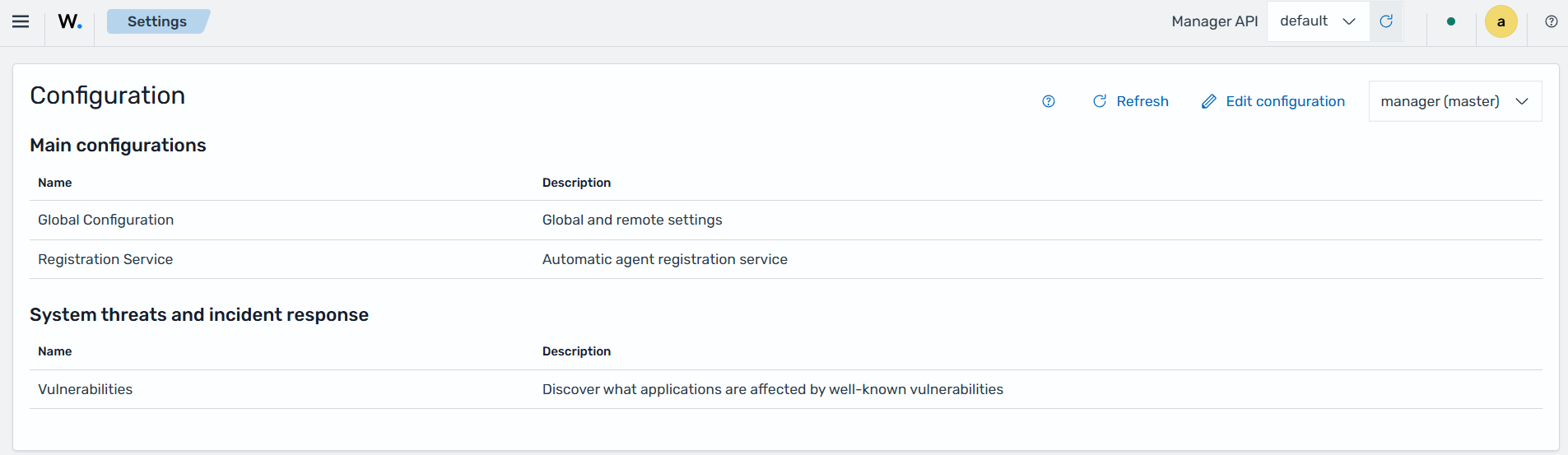 Query the Wazuh manager configuration