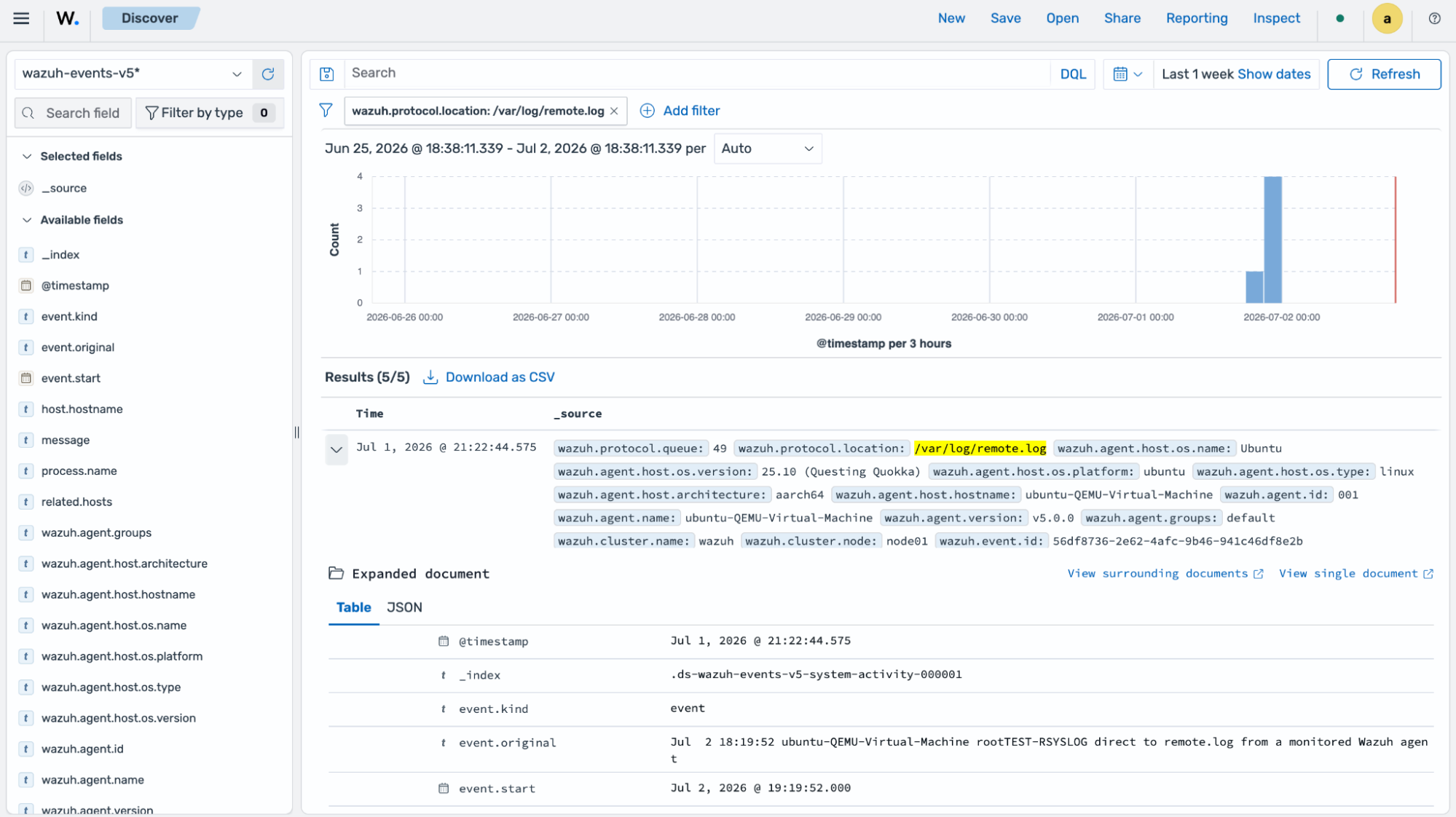 Image showing log collection on a monitored Linux endpoint