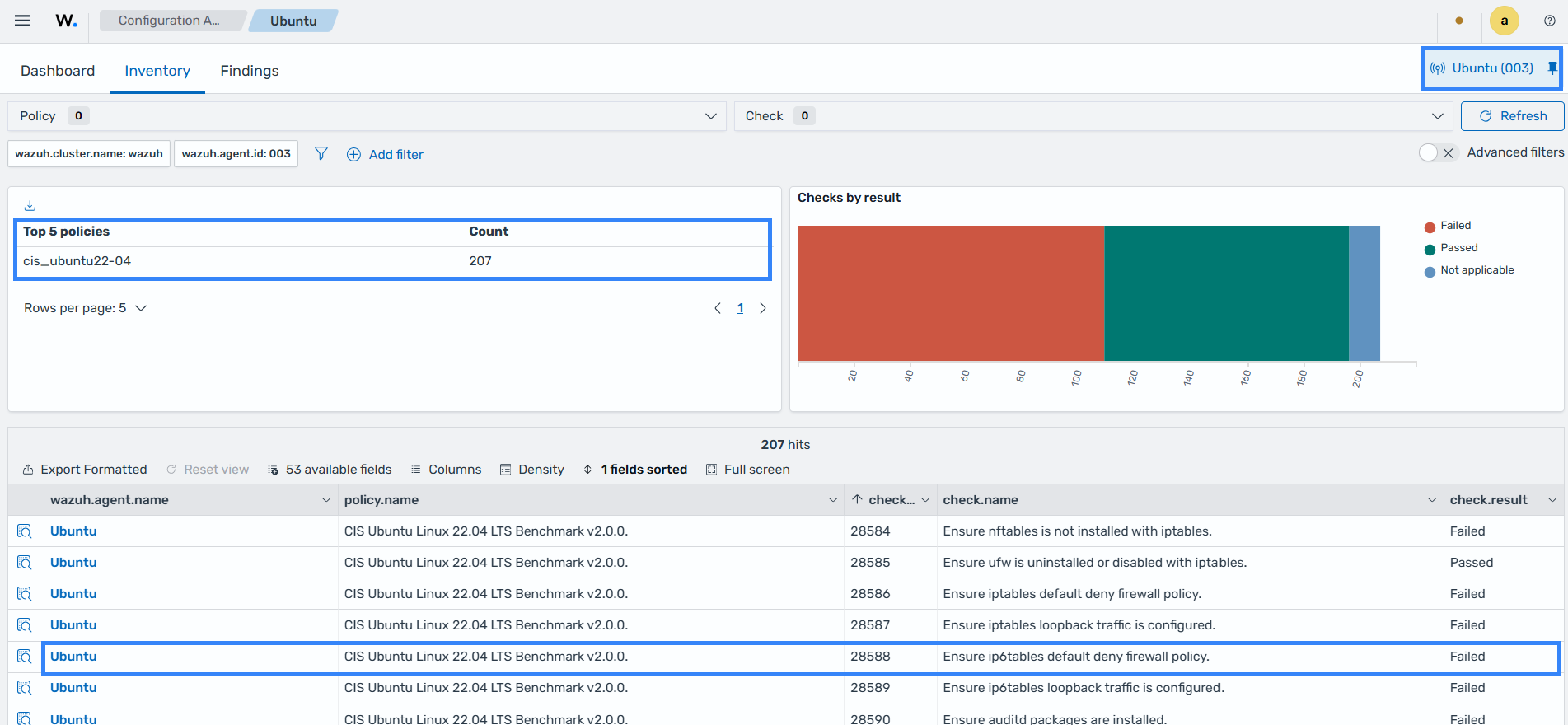 SCA scans for an Ubuntu 22.04 endpoint