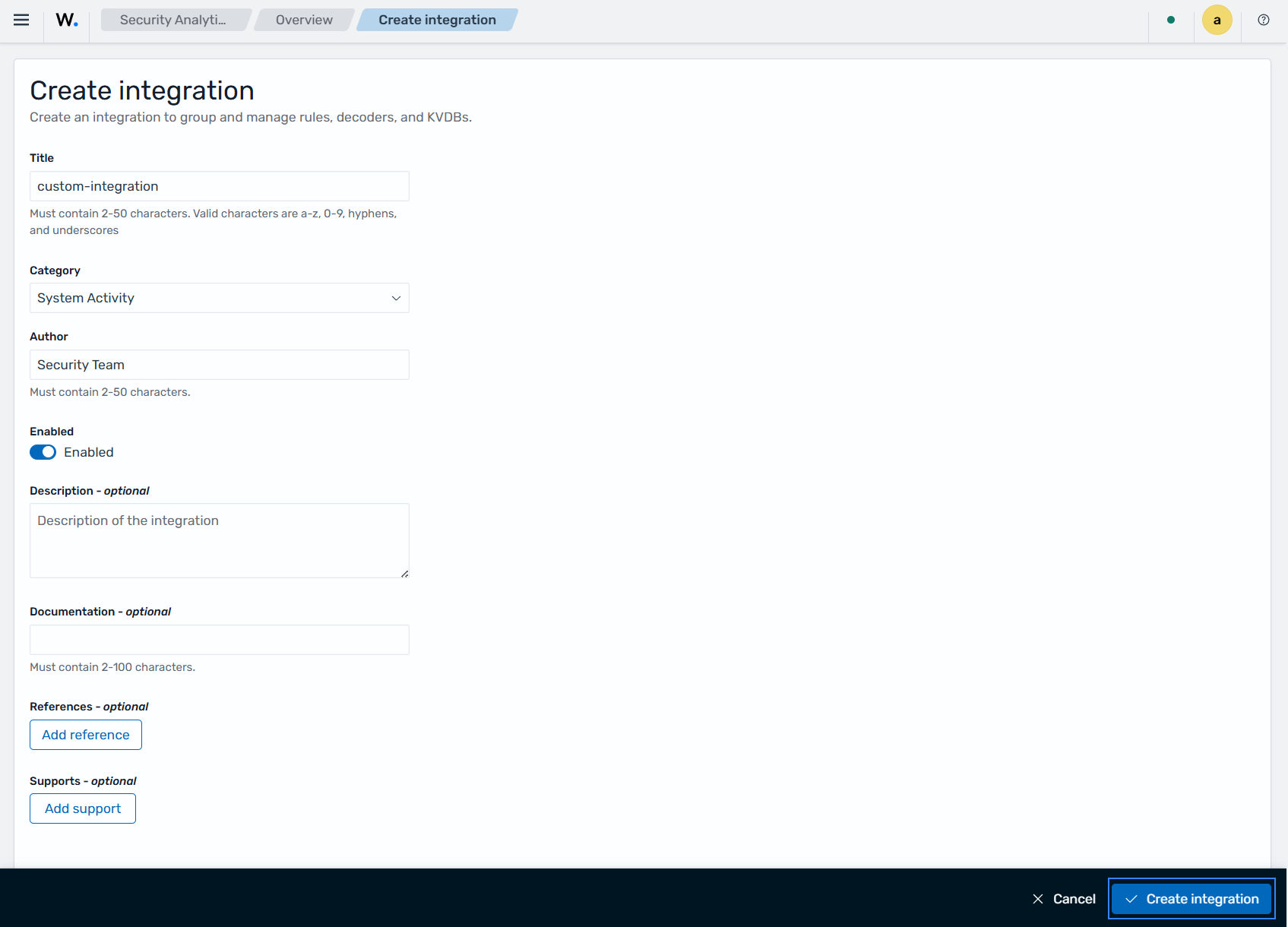 Confirm the custom integration