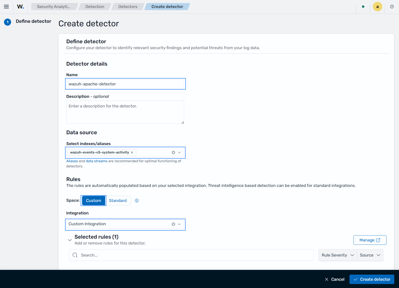 Create a custom detector