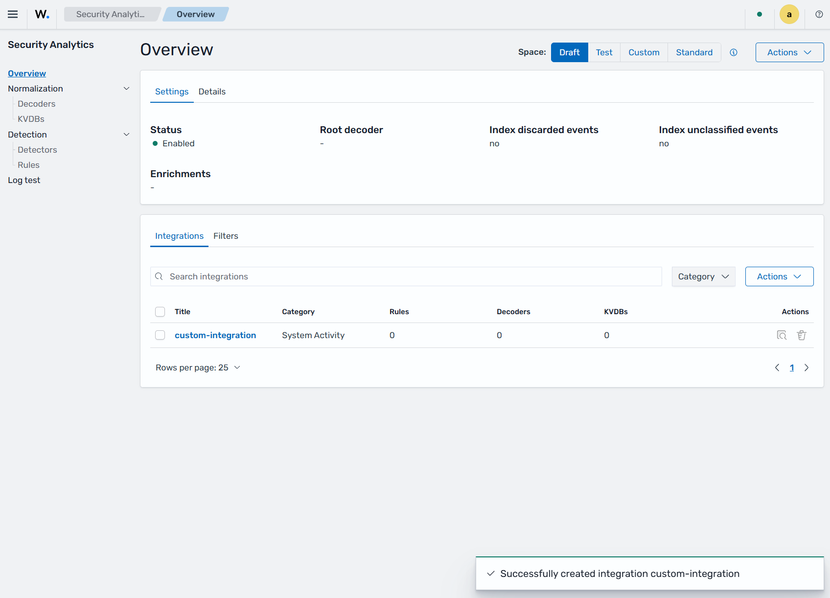 Custom integration list