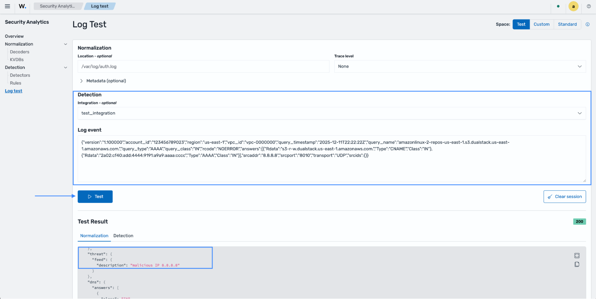 Log test with KVDB enrichment