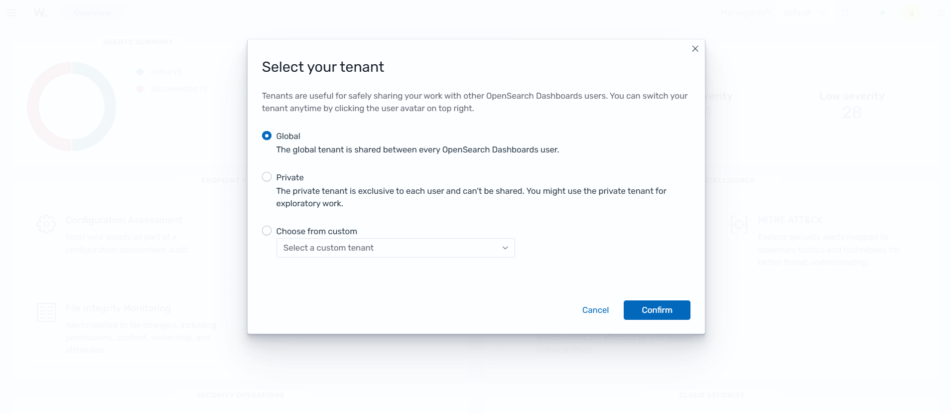 Tenant selection options
