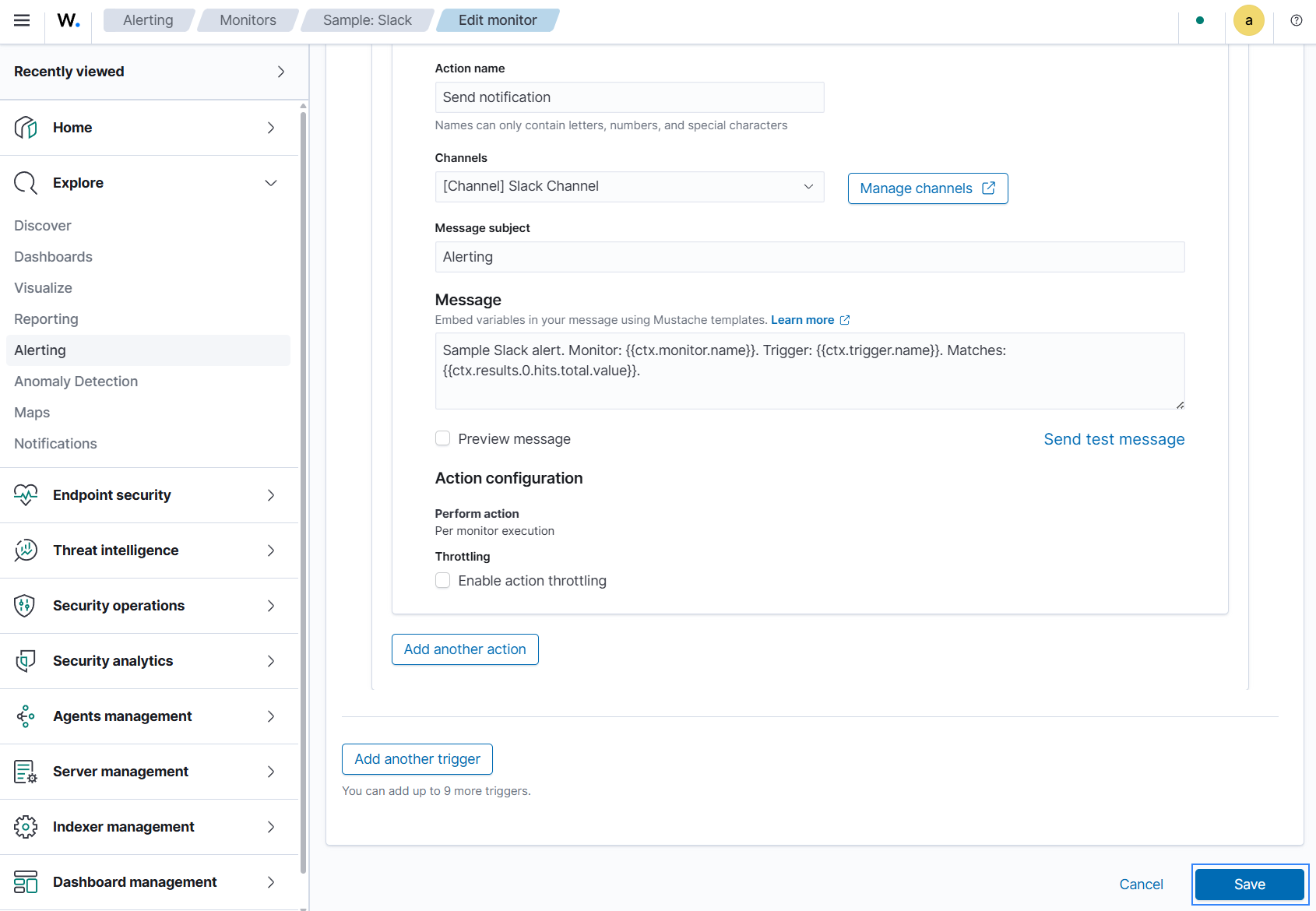 Add notification action