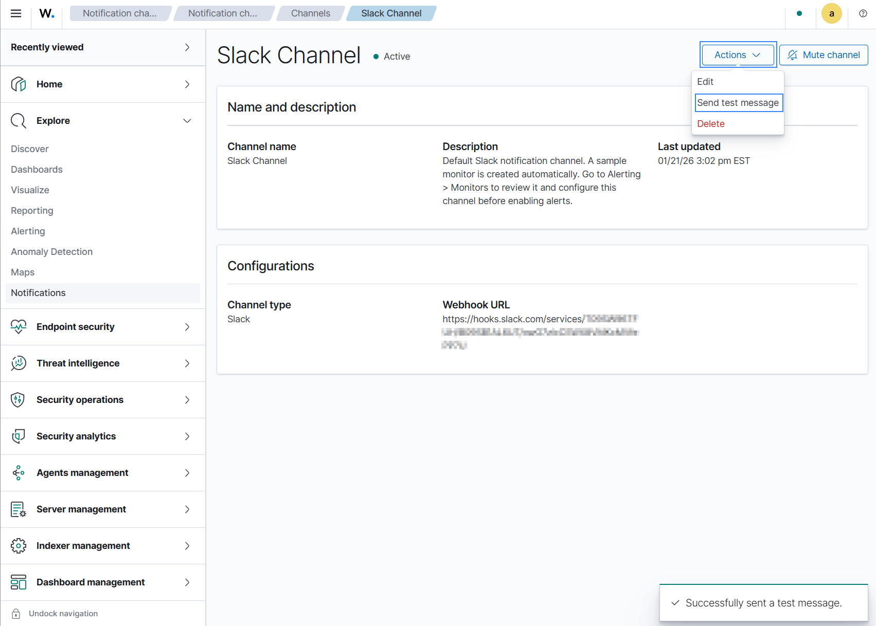 Slack test message