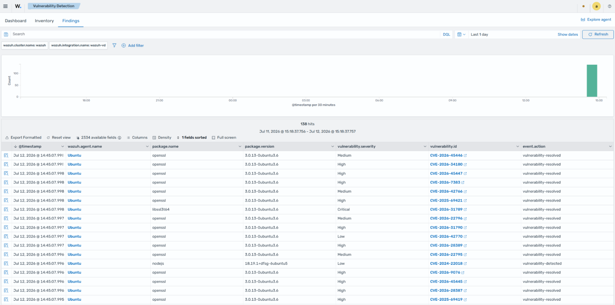 Vulnerability detection findings