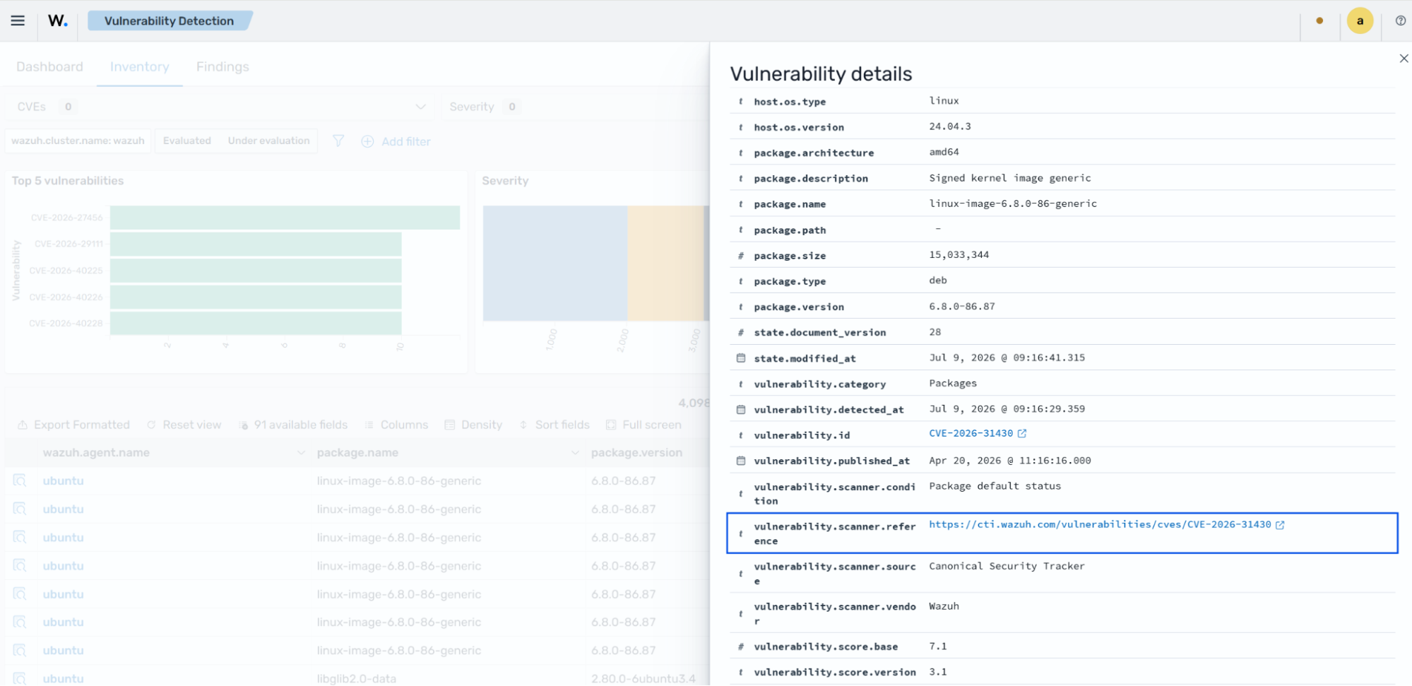 Inspect vulnerability details