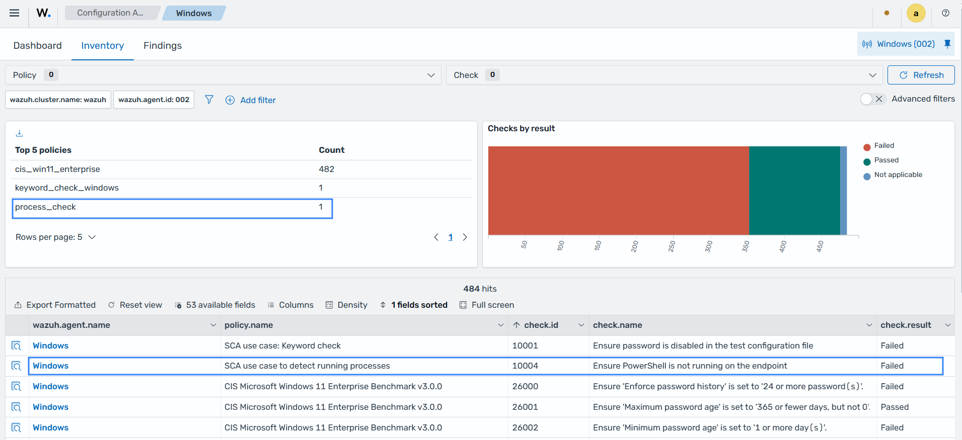 Windows Configuration Assessment use case to detect running processes