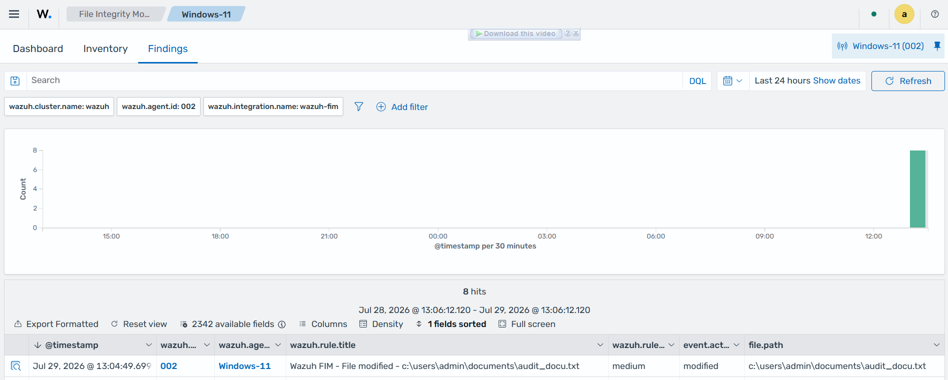 WIndows whodata finding