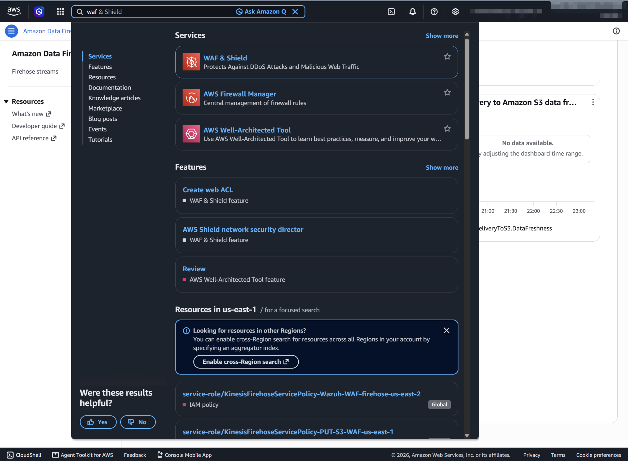 Search for WAF & Shield on the AWS console