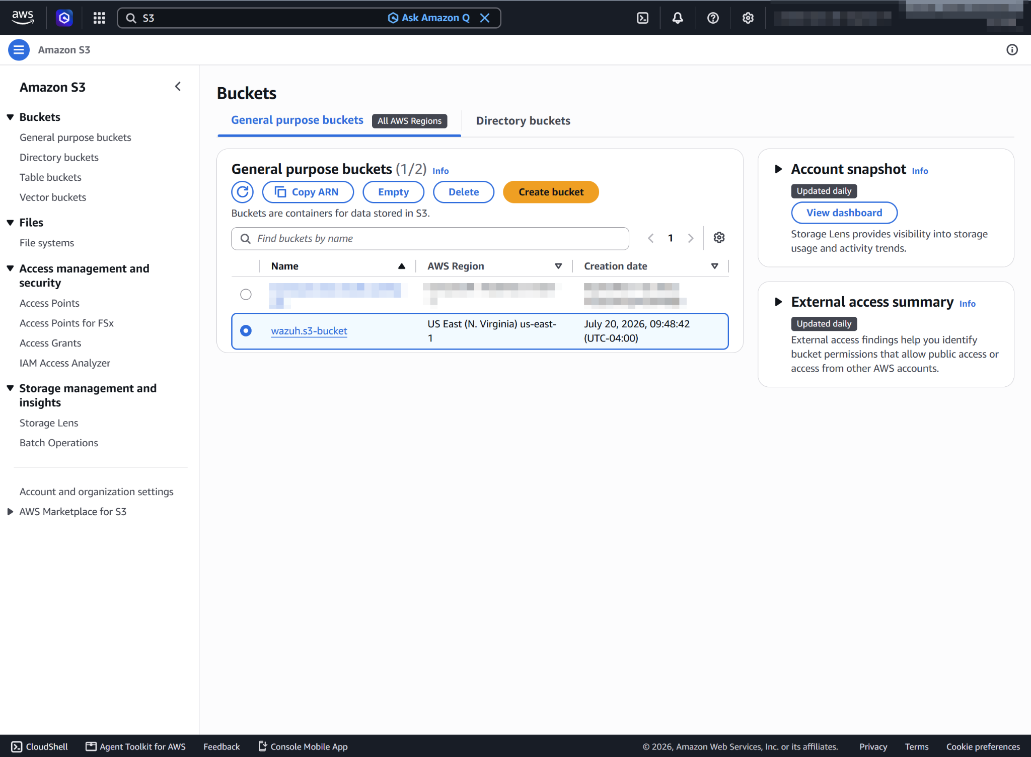 Click the S3 bucket to monitor