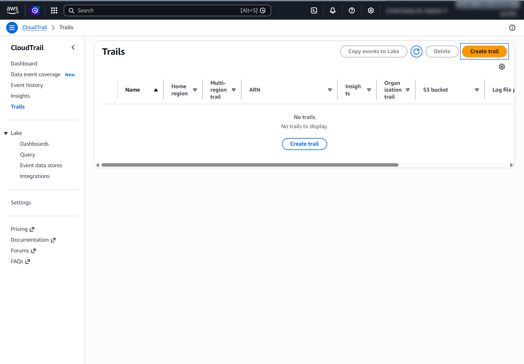 Click create trail