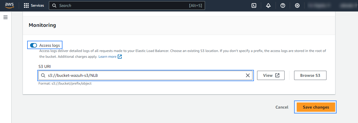 Enable NLB access logs