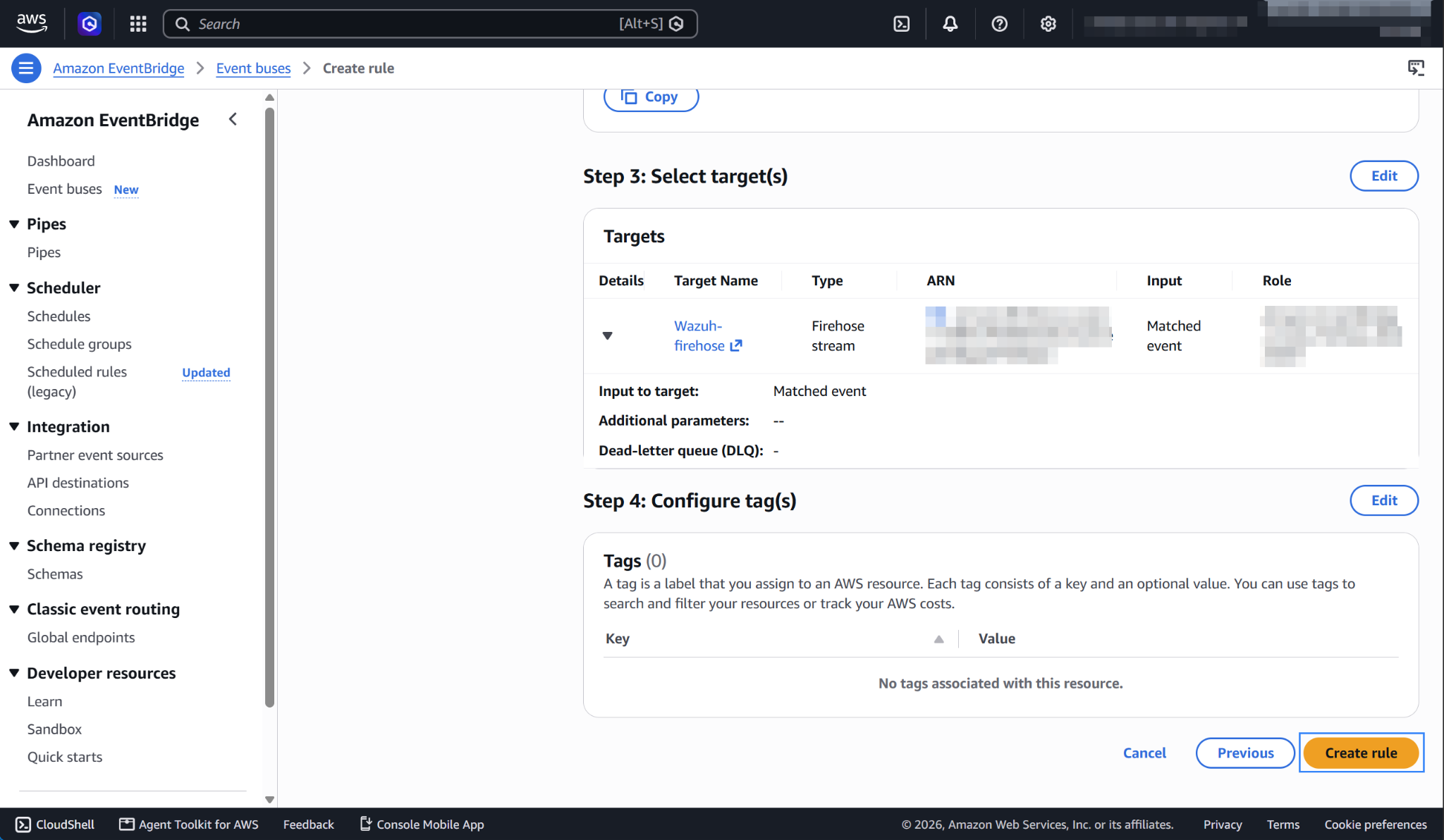 Review the configuration and create the rule