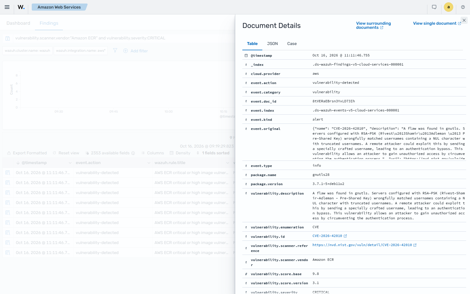 Amazon ECR vulnerability finding details