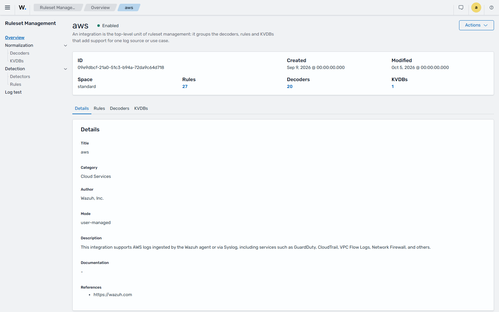 AWS integration enabled
