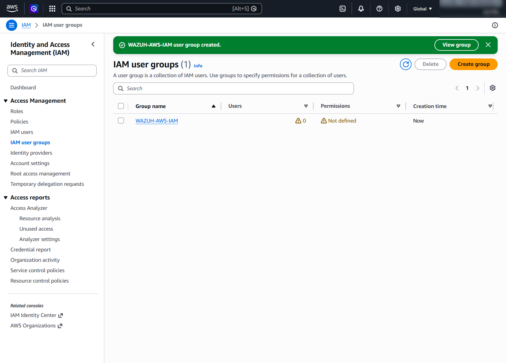 Confirm group creation