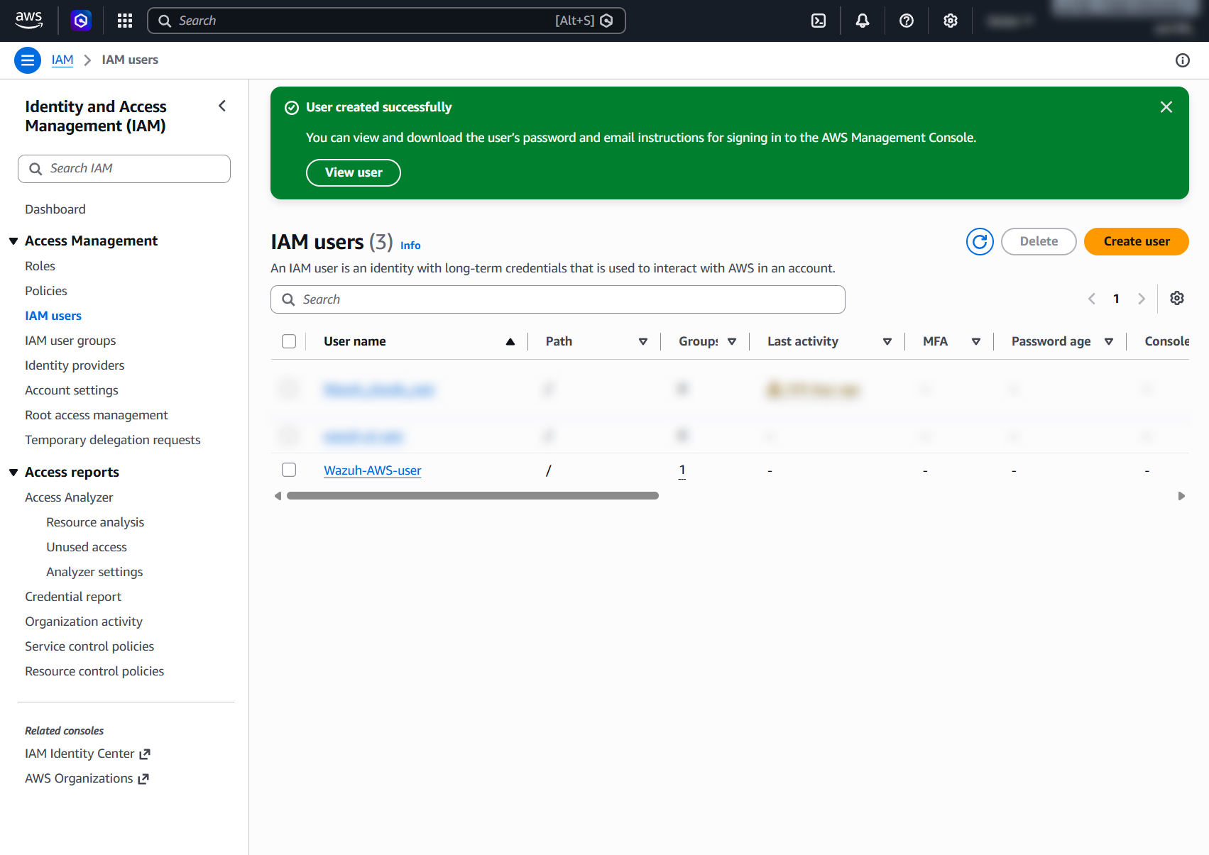 Confirm user creation