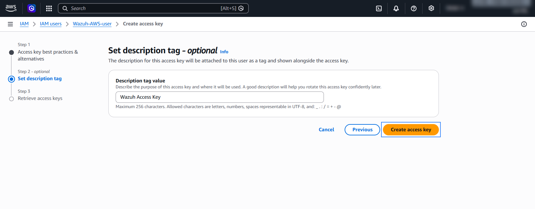 Create access key