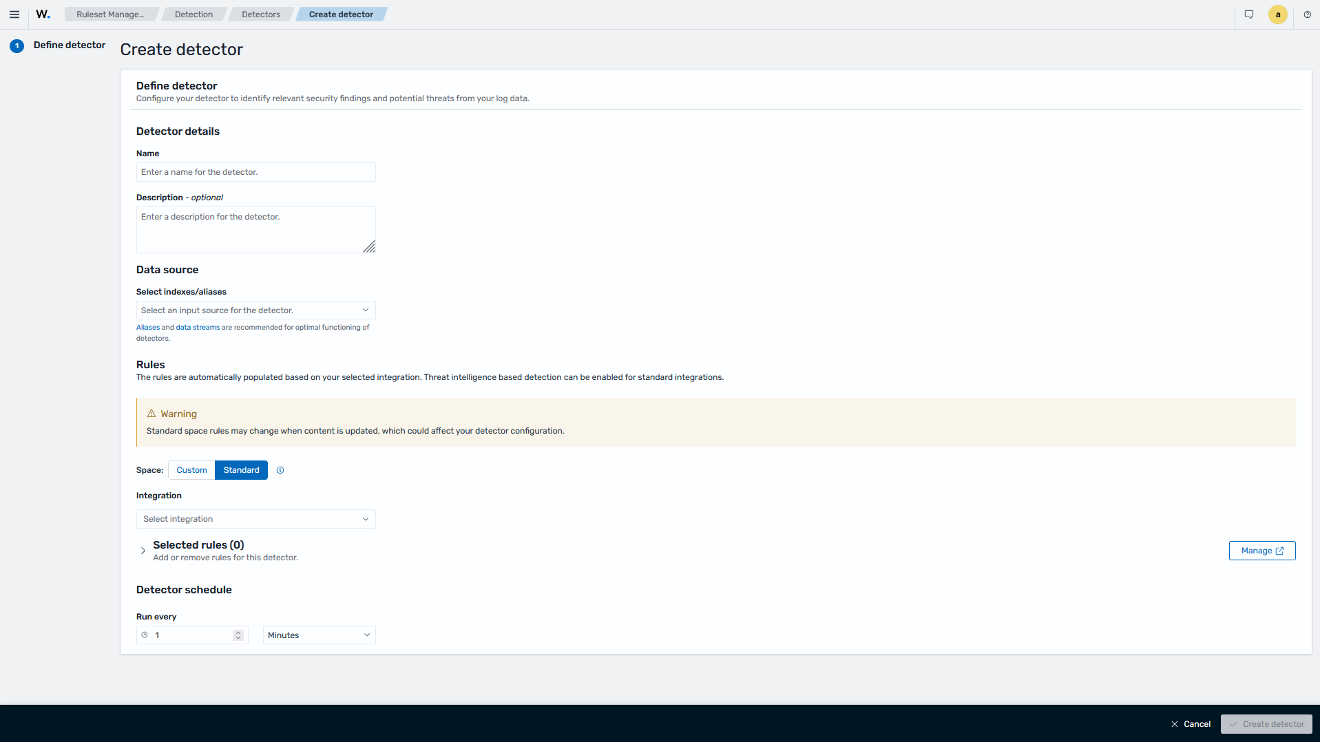 Create detector
