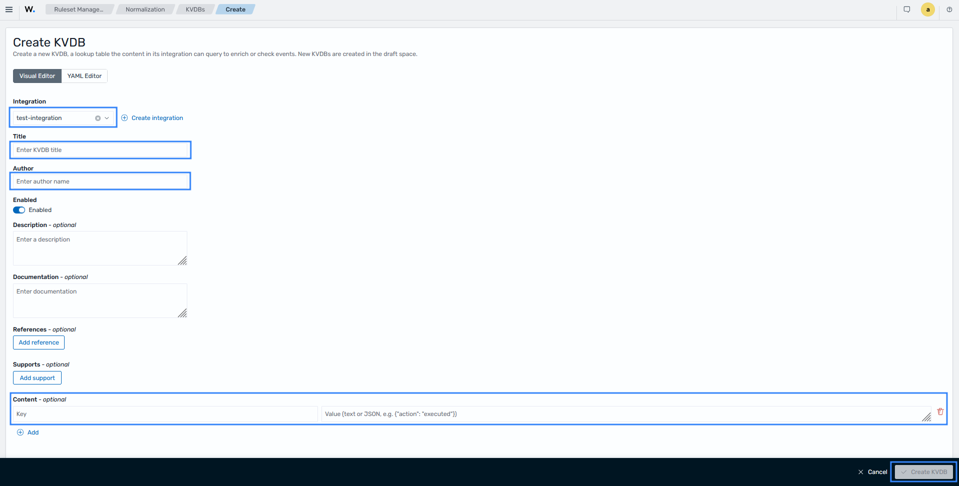 Create KVDB