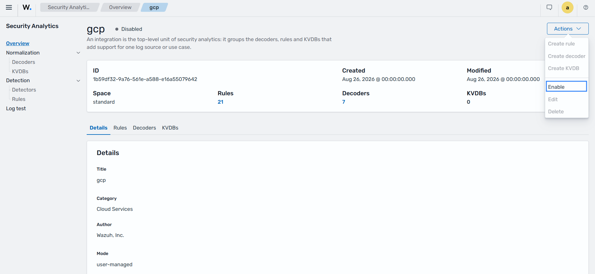 Enable the GCP integration