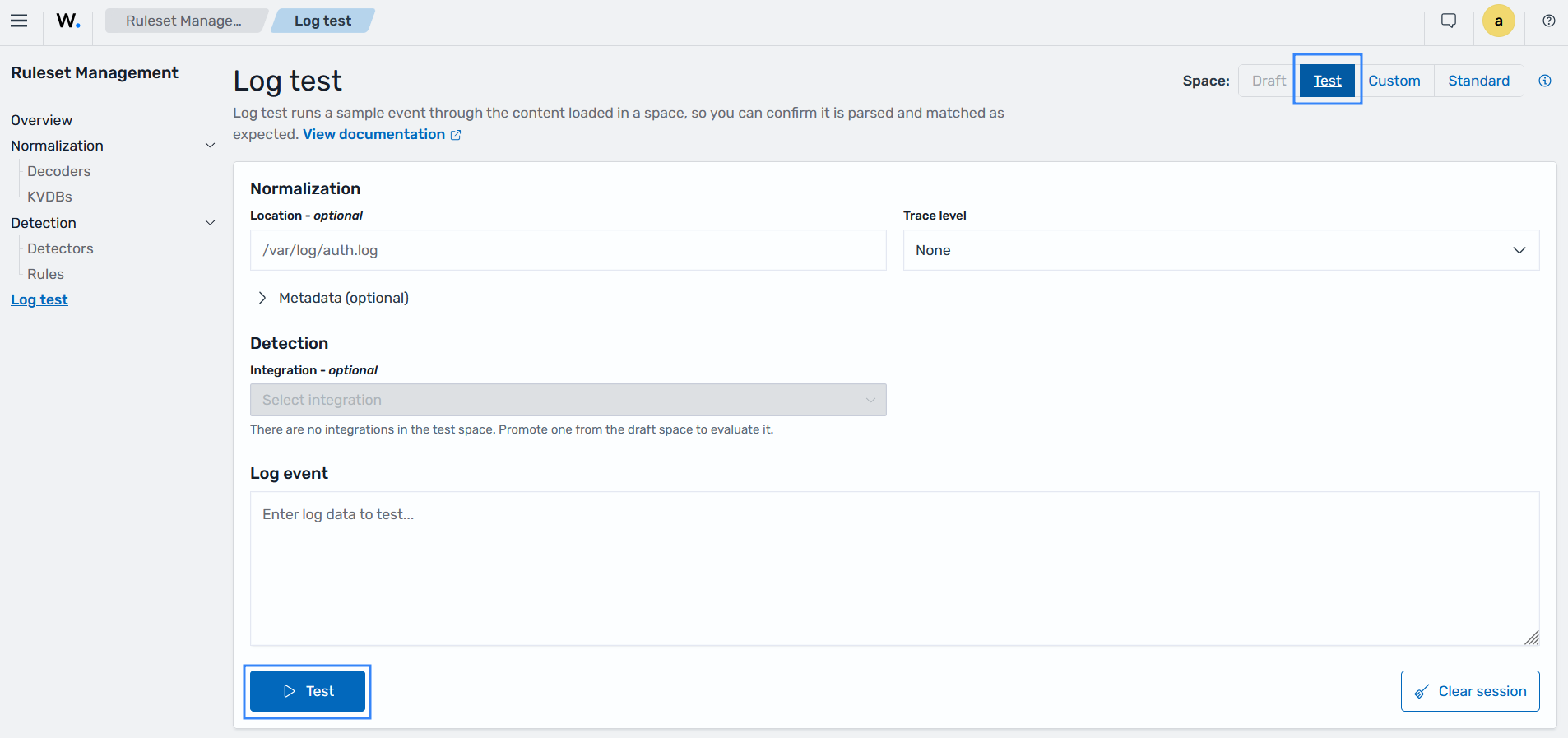 Log test tool