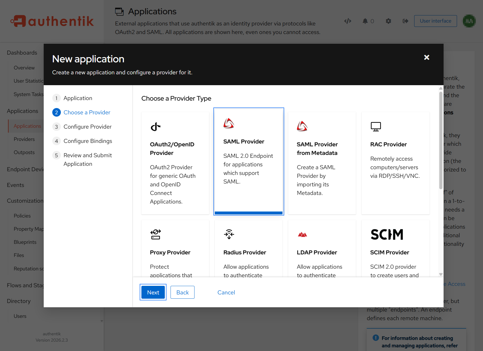 Application Setup - Step 2