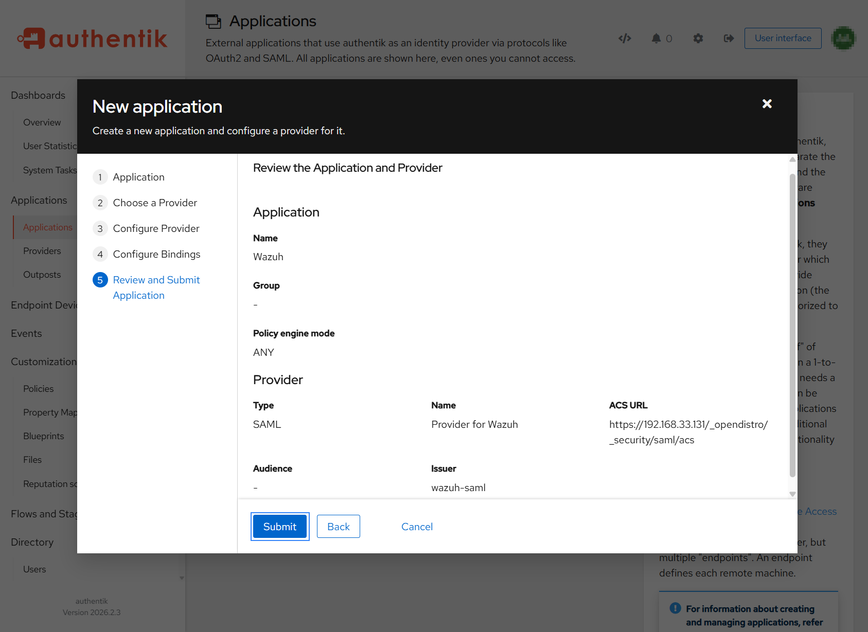 Application Setup - Step 5
