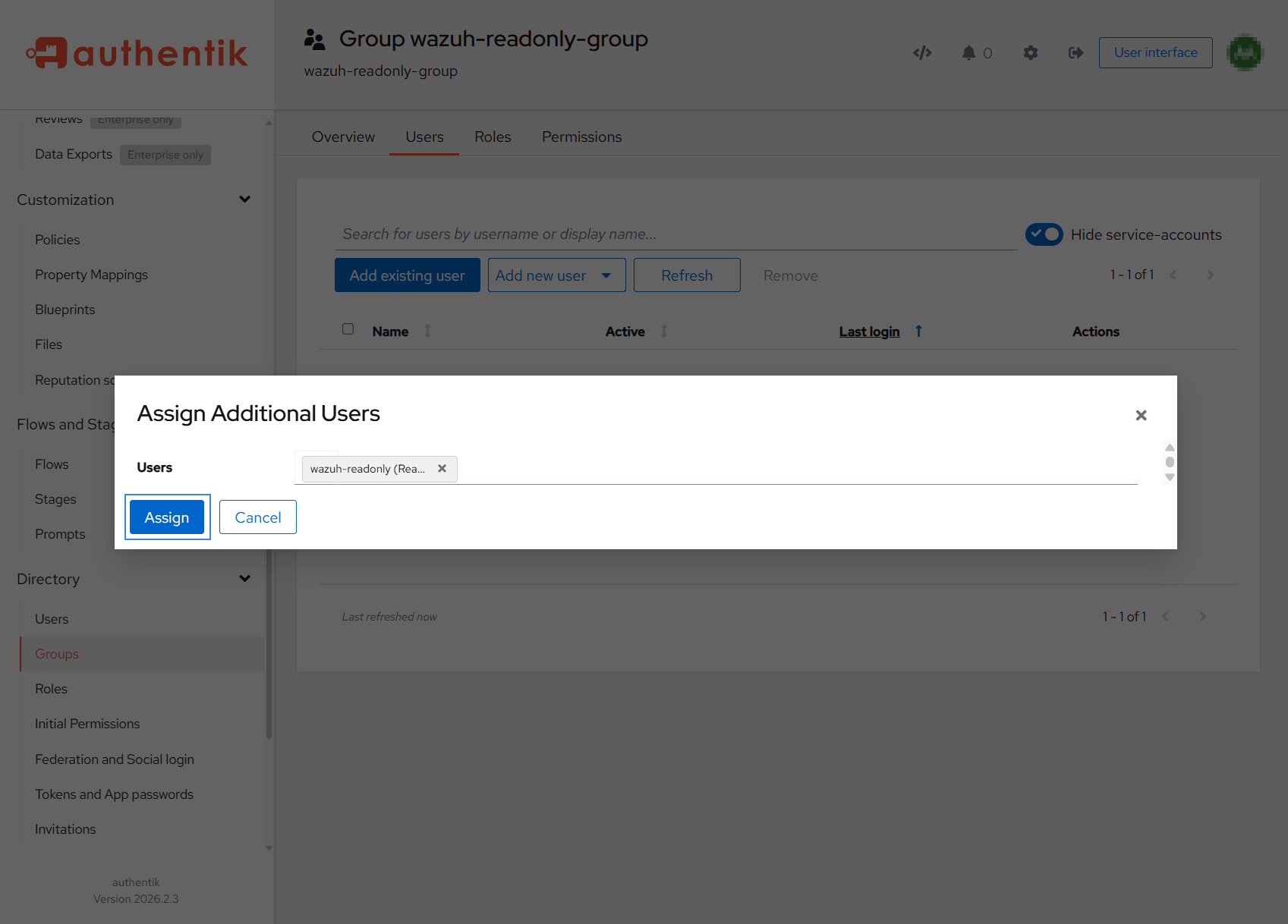 Assign user to group - Step 3