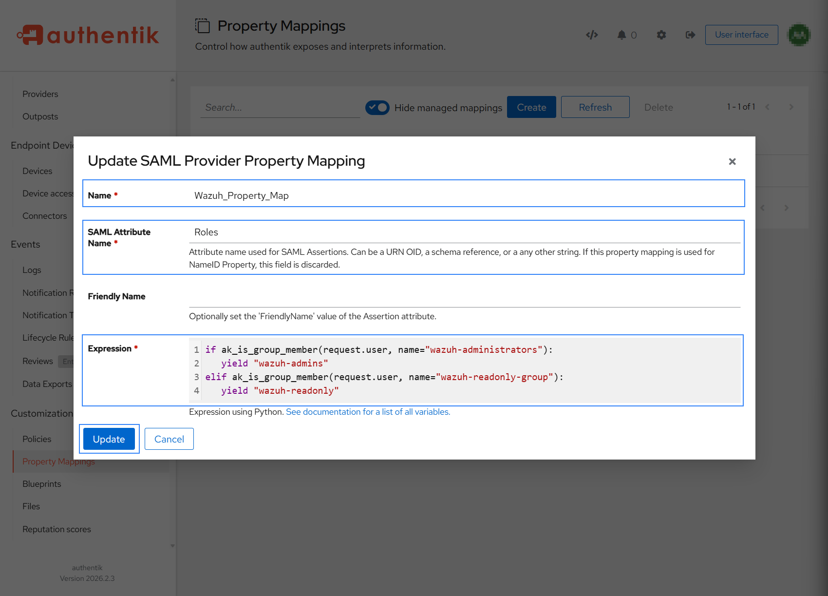 Property Mapping Configuration