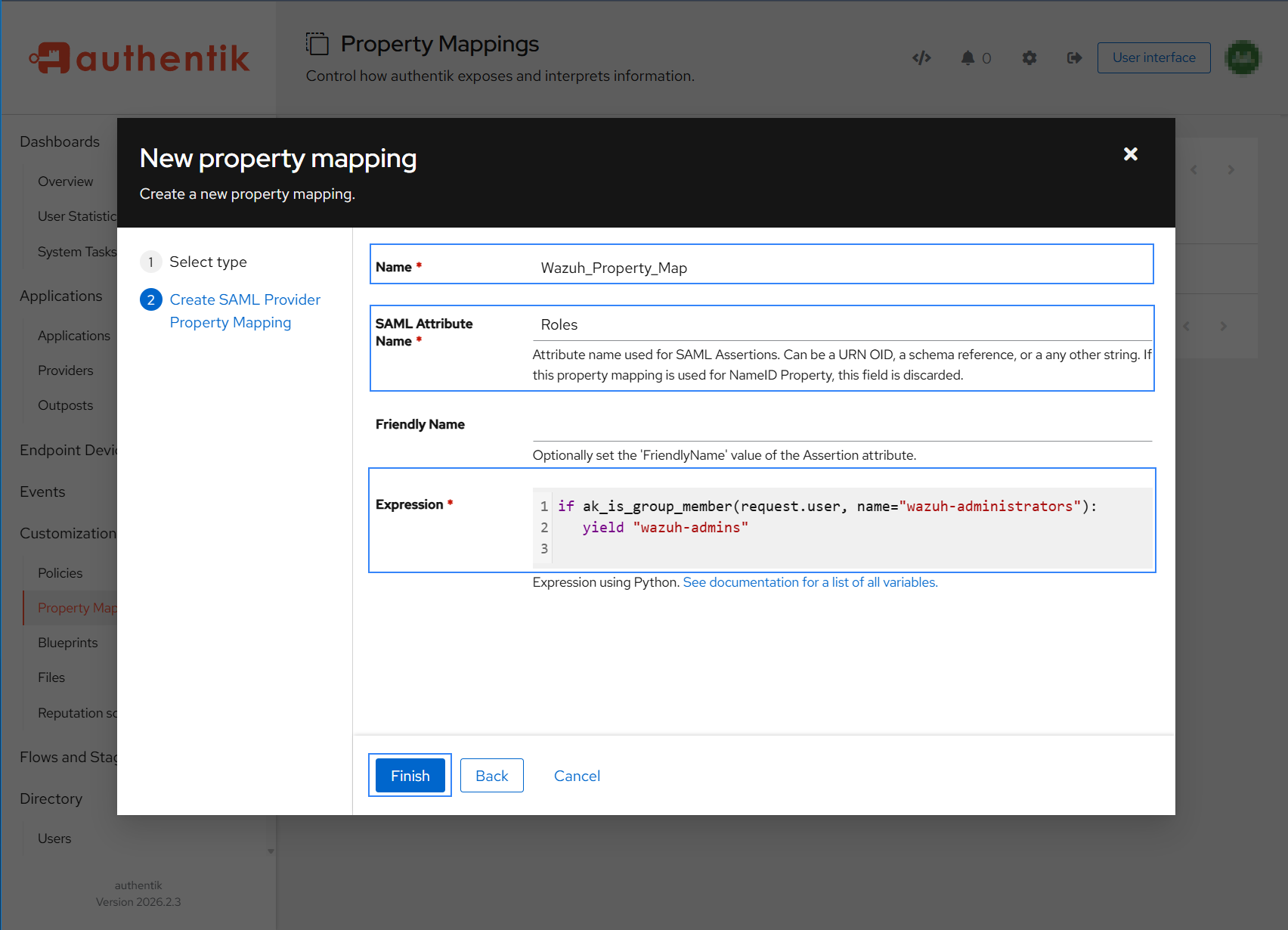 Property Mapping Configuration