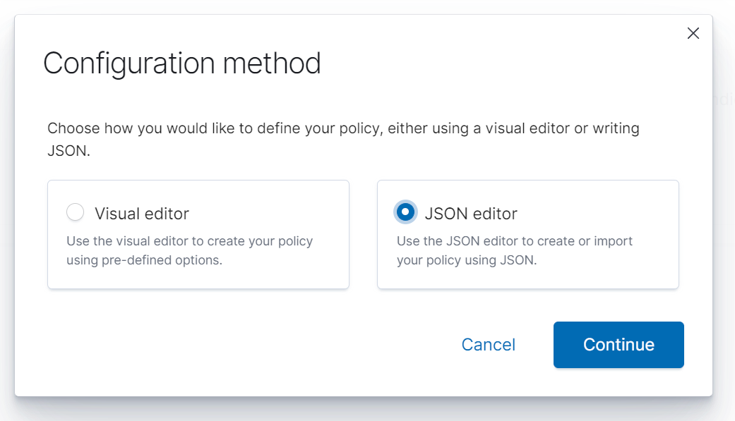 JSON editor configuration method
