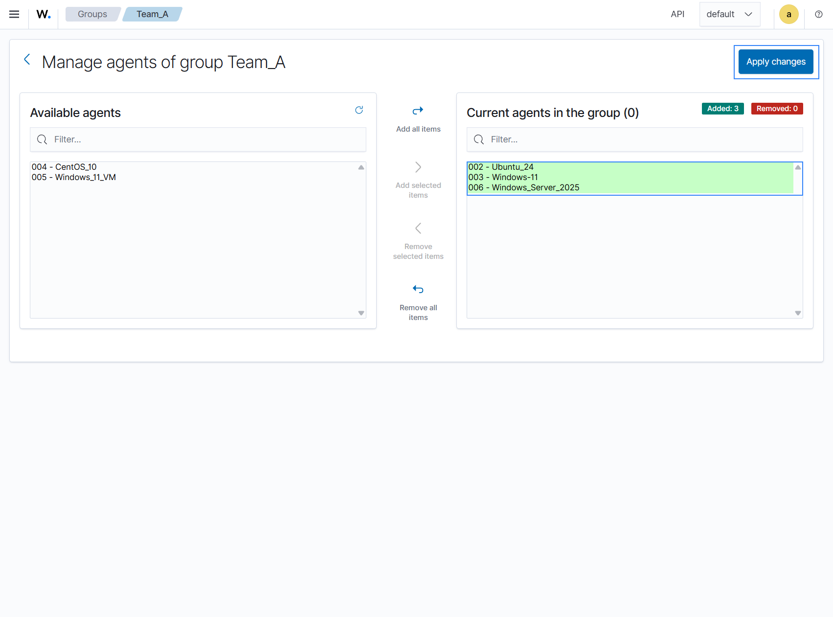 Use case: Give a user permissions to manage a group of agents - Creating agent group