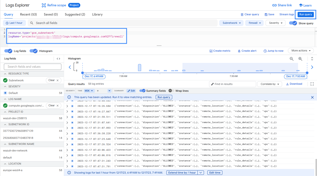 Query logs in the Logs explorer