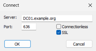Connect using SSL over port 636