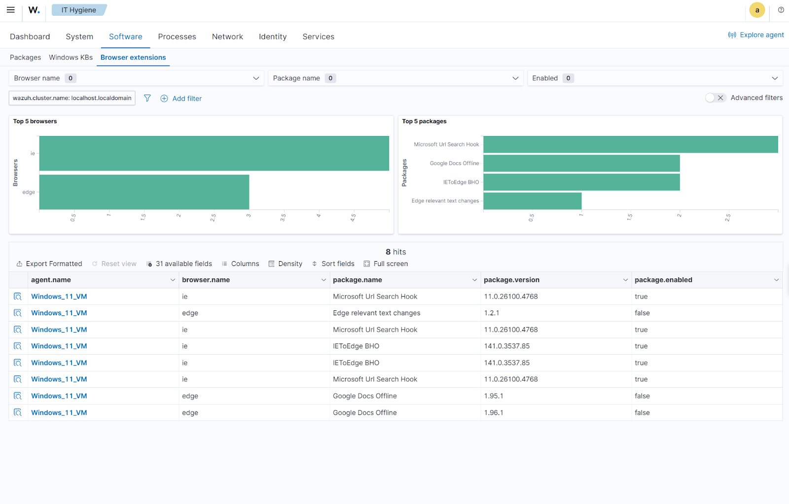 System inventory - Software Windows KBs tab