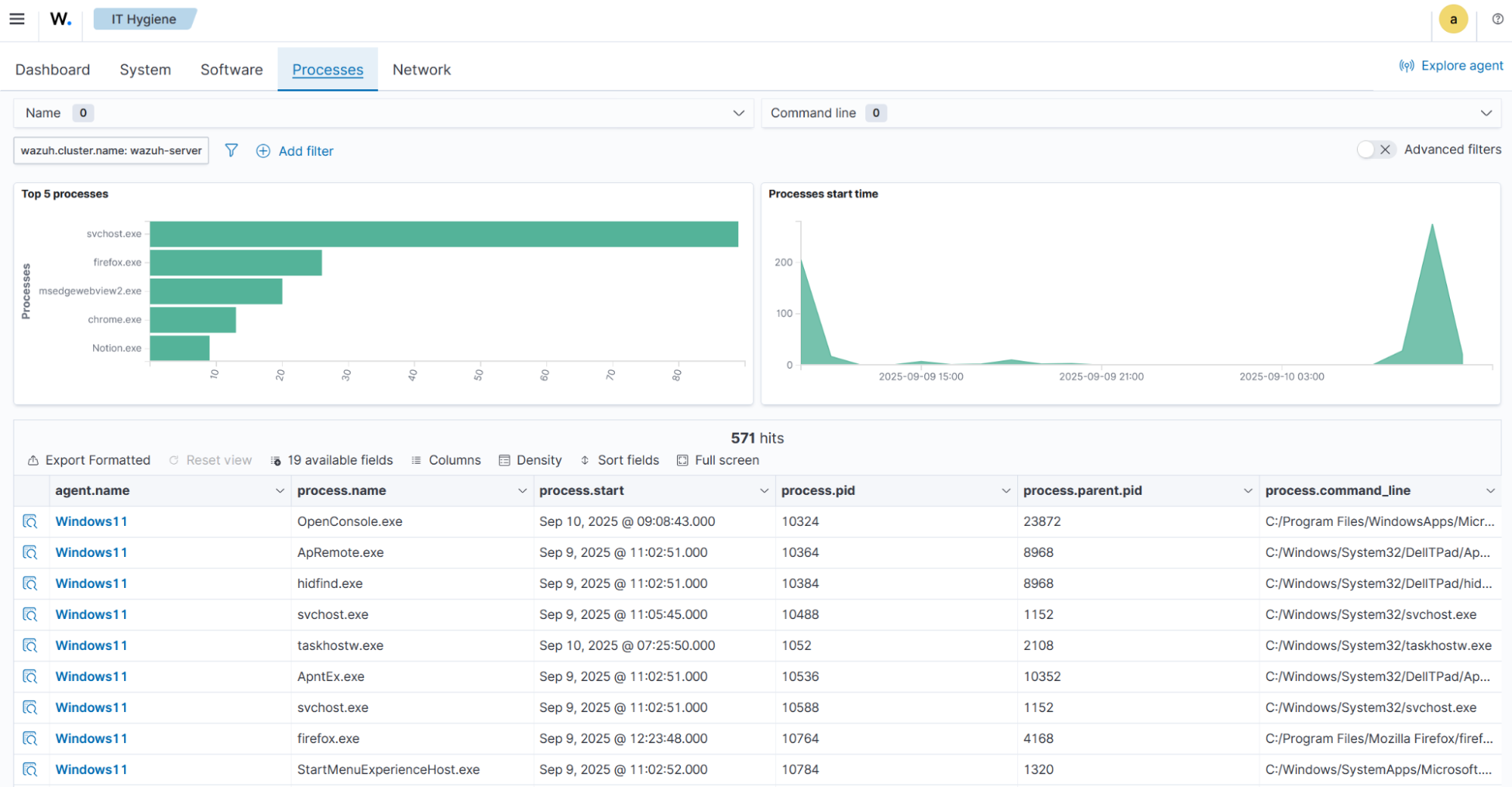 System inventory - Processes