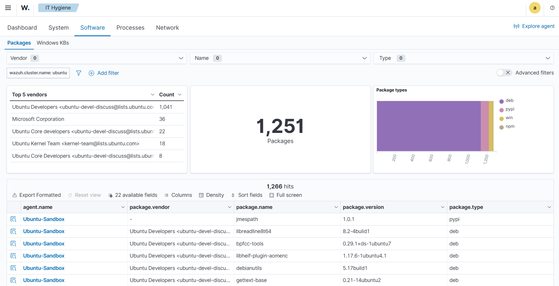 Wazuh states inventory packages indices